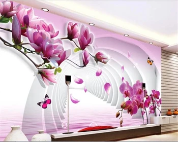 

beibehang papel de parede Premium silk cloth wallpaper magnolia 3D bedside background decorative painting papier peint mural 3d