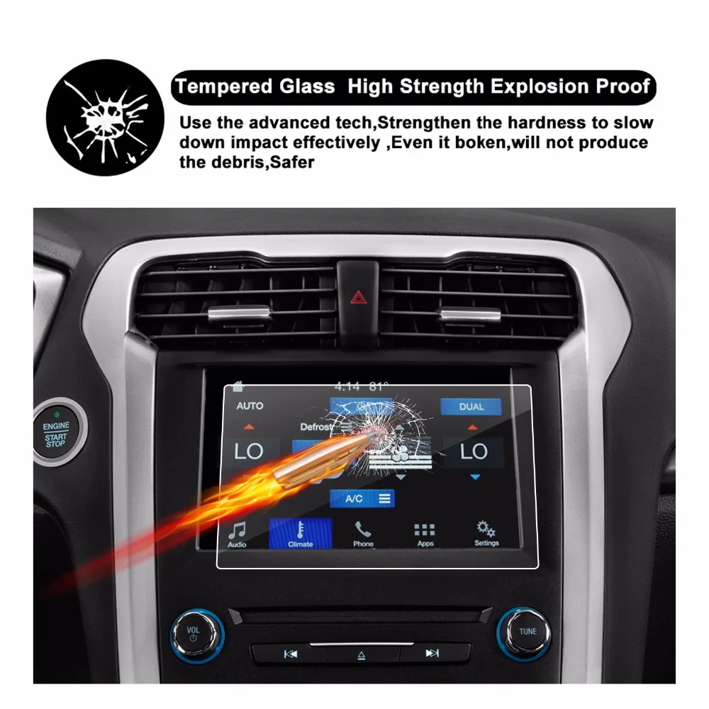 RUIYA экран протектор для Ford Fusion sync2 sync3 8 дюймов Автомобильный навигатор сенсорный центр дисплей, 9 H Закаленное стекло Защитная пленка