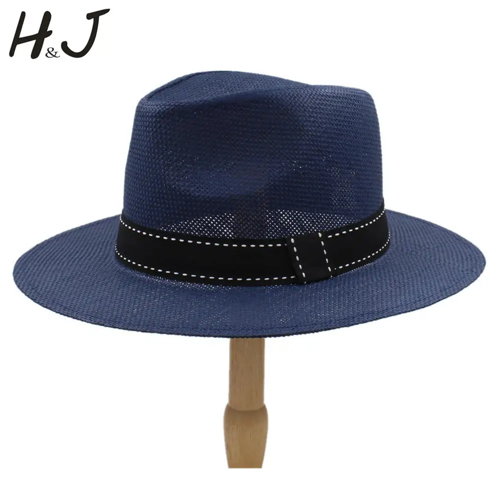

2019 Panama Hat For Summer Women Men Straw Sun Hat Wide Brim Panama Hat For Beach Sunbonnet Jazz Hat Size 56-58CM A0108-XSJ
