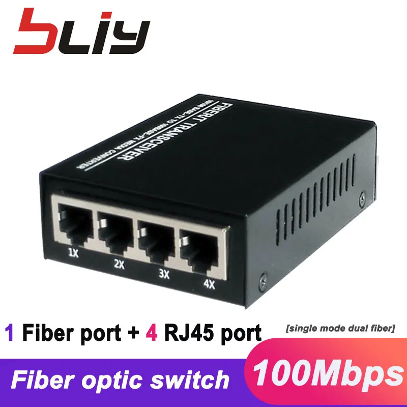 Bliy 100 Мбит/с двойное волокно 4 rj45 порт Волоконно-Оптический ethernet коммутатор порт интернет-коммутатор волоконно-канальный сетевой коммутатор одиночный режим