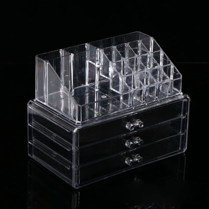 

Acrylic cosmetics storage box multi-layer drawer desktop multi-grid three drawer storage