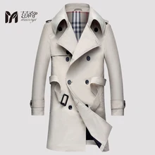Neue Frühling und Herbst männer slim muster zweireiher trenchcoat drehen unten kragen parka mit gürtel casual business outwear