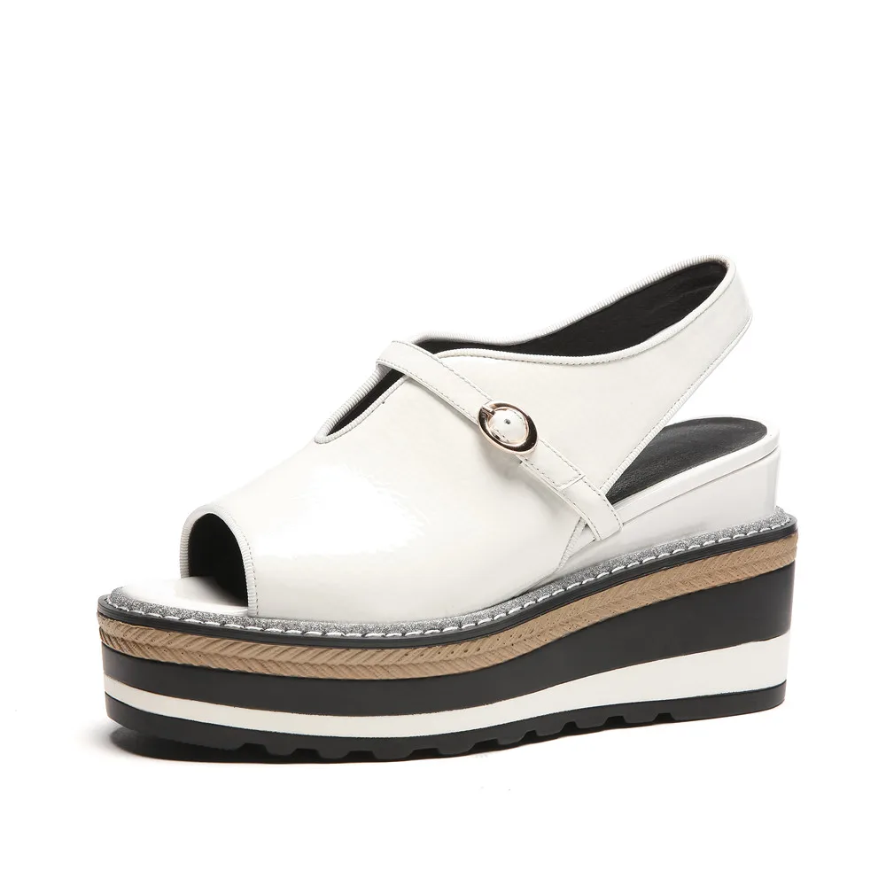 MoonMeek/ г., летние женские босоножки для отдыха Высококачественная обувь из натуральной кожи Новое поступление, простая модная популярная женская обувь - Цвет: Белый