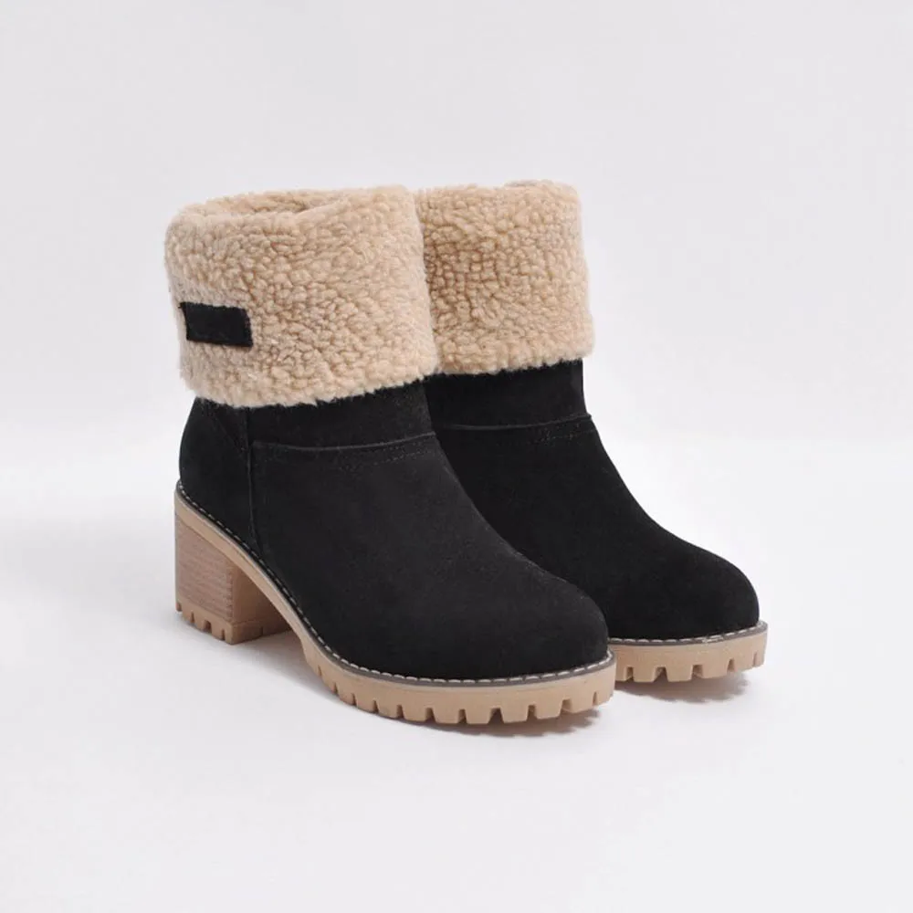 Женские зимние ботинки; модная женская обувь; теплые ботинки из флока с мехом; короткие ботинки; botas mujer invierno; водонепроницаемые