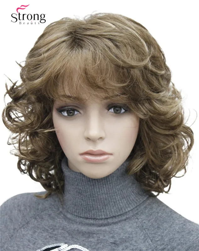 Women's Short Curly Heat Resistant Synthetic Mix Brown Blonde Hair Wigs (1)