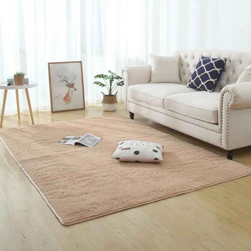 Скандинавский стиль короткие волосы ковер спальня прикроватный коврик утолщенный мытый шелк волосы Нескользящие ковер для гостиной кофейный стол одеяло