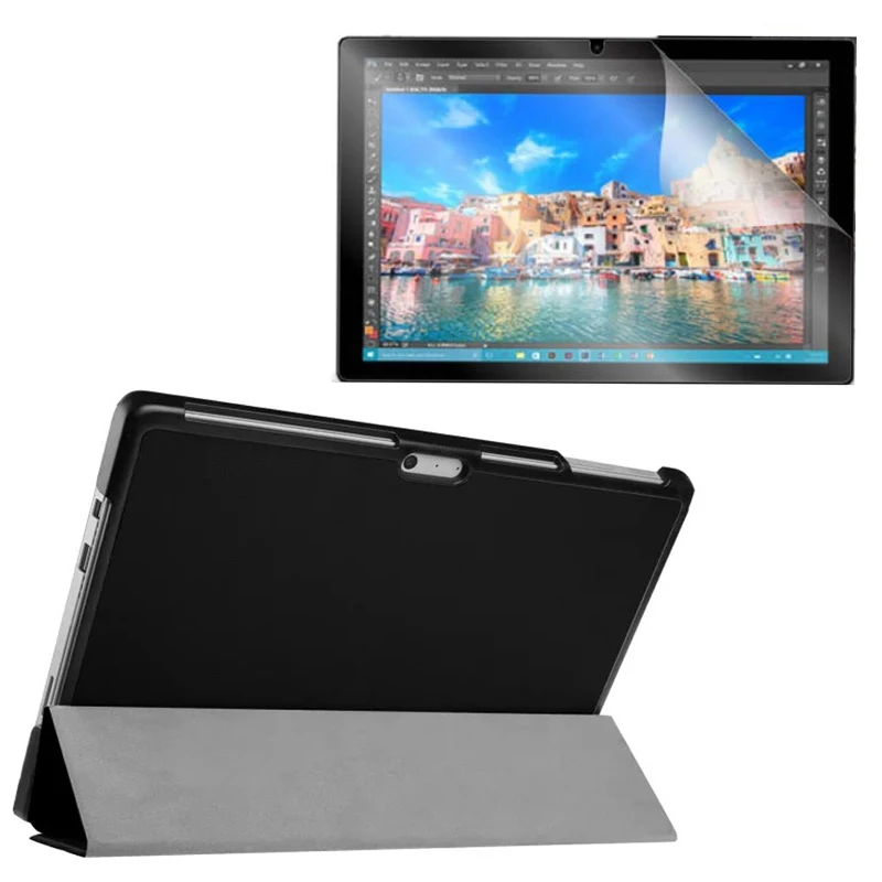 

1x Clear Screen Protector , Ultra Magnetic Luxury Folio Stand Leather Case Smart Cover For Microsoft Surface Pro 4 Pro4 1724