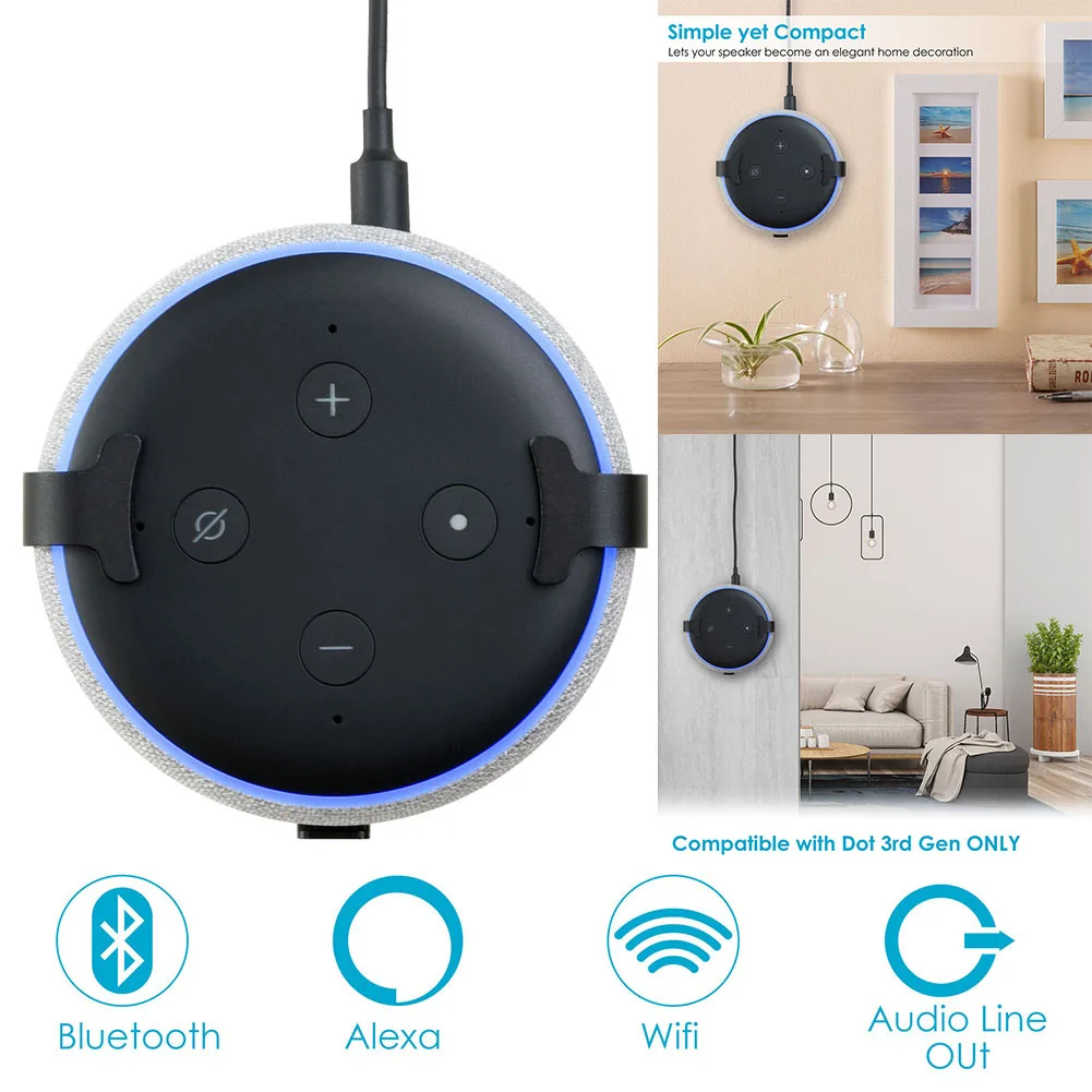 

Aluminum Alloy Wall Stand Support Holder Rack for Amazon Echo Dot 3 S288