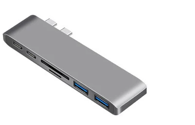 grey Алюминий USB C концентратор 6-в-1 Тип usb C Hub адаптер совместим для MacBook Pro 1" 15" - Цвет: grey