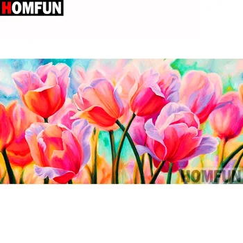 

HOMFUN Full Square/Round Drill 5D DIY Diamond Painting "Tulip flower" 3D Diamond Embroidery Cross Stitch Home Decor A19618