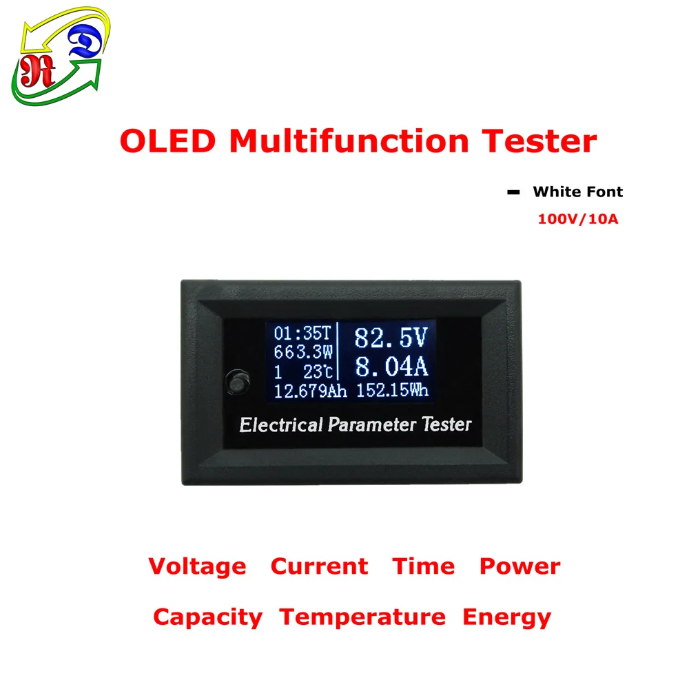 RD 100 v/33v10A 7в1 OLED Многофункциональный тестер напряжения, тока, температуры, емкости Вольтметр Амперметр, Электрический измеритель белого цвета