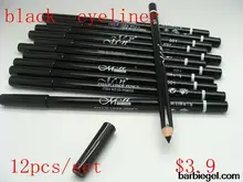 12 pcs 1 conjunto menow cor preta profissional maquiagem dos olhos lápis delineador waterproof sobrancelha beleza pen eye liner cosméticos ferramentas