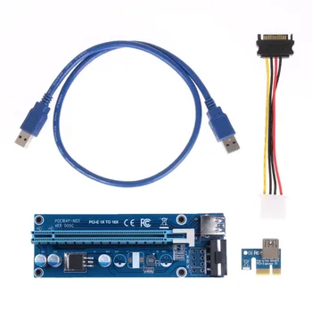 

For BTC Miner Machine PCI-E extender PCI Express Riser Card 1x to 16x USB 3.0 SATA to 4Pin IDE Molex Power Supply raiser 60cm