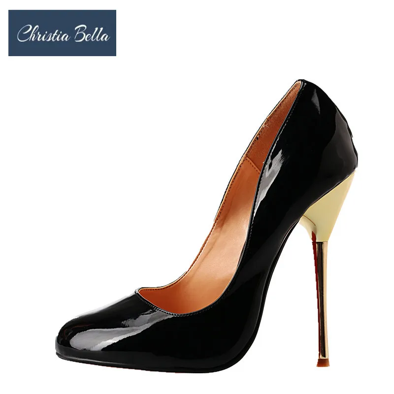 

Women Pumps High Heels Shoes 14cm Black Stiletto Round Toe Woman Shoes Sexy Party Shoes Metal Heels for Women Plus Size 39-50