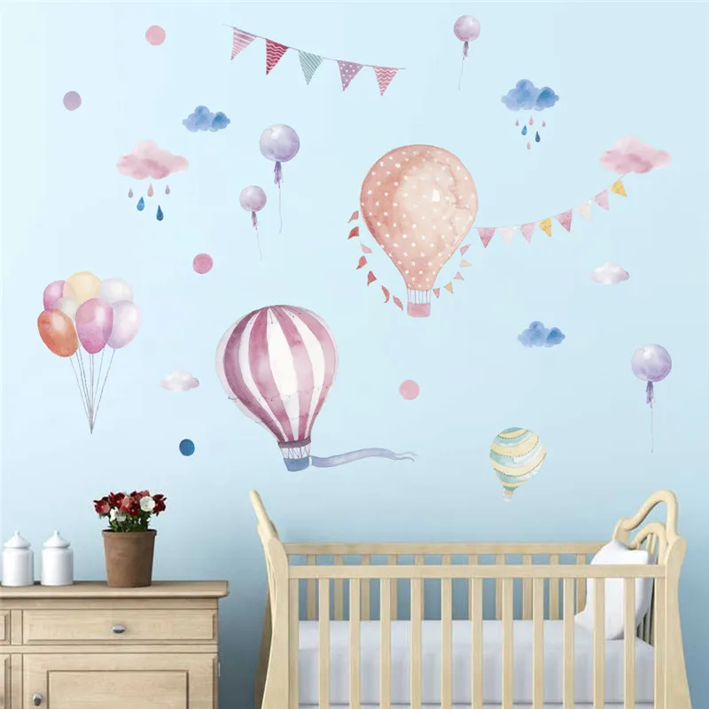  Balloons Flag Animals Rain Car wall stickers For kids rooms decals children bedroom kindergarten De - 32860034945