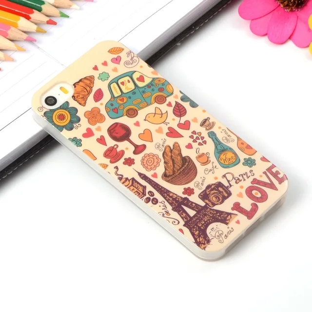 For iphone SE Cartoon Pattern Rubber TPU Soft Case For Apple iphone 5
