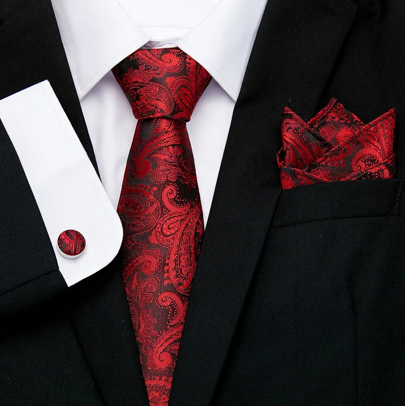 7,5 см шёлковый жаккардовый тканый мужской клетчатый галстук-бабочка с узором пейсли красного цвета с цветочным принтом галстук, носовой