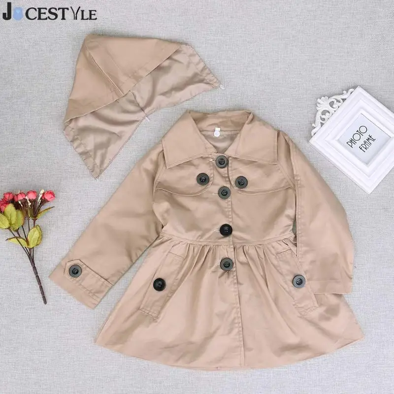 Jocstyle/осенние детские куртки для девочек; однотонная ветровка со съемным капюшоном; плащ; Верхняя одежда; Осенняя модная детская куртка для девочек
