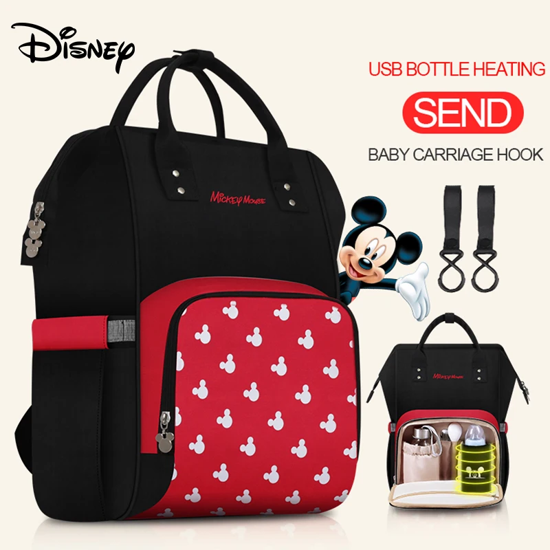 Disney пеленки сумка-рюкзак USB изоляции бутылка сумки Минни Микки большая сумка для путешествий Оксфорд кормления младенца Мумия сумки