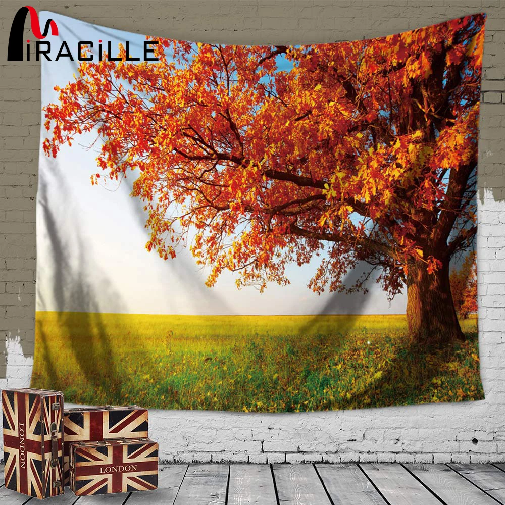 Miracille Tree Natural Scenery Wall Decorative Tapestry Beach Bedspreads Sheet Home Textile Sofa Chair Cover Table Cloth | Дом и сад