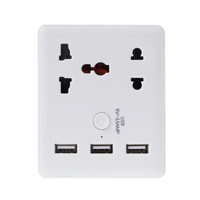 

2018 Smart Home European Plug LED Copper Wall Socket With 3 USB Ports Universal Travel Adapter Outlet Panel