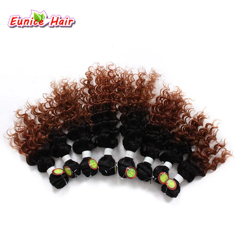 

One Pack 8pcs/pack 8-14inch Sew in Hair Extensions Colored Jerry curl synthetic deep wave hair weave bundles for Black Women