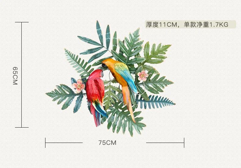 Креативные тропические цветы и птицы настенные украшения входной фон подвеска железные тропические цветы и птицы железные