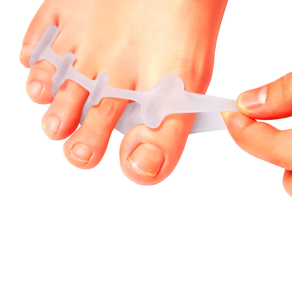 1 Pair Elastic Silicone Gel Toe Hallux Valgus Separators Straighteners White Toe Gel Bunion Separators Foot Care Protector