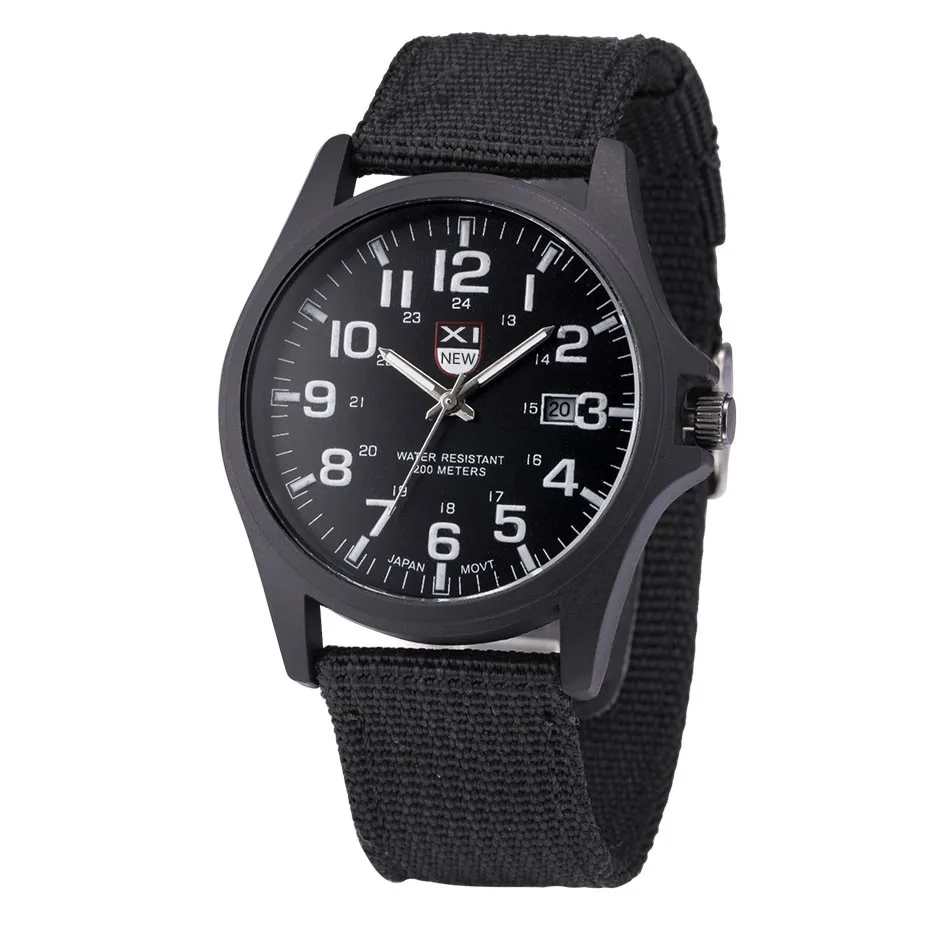 

Outdoor Mens Date Stainless Steel Military Sports Digital Number Analog Quartz Men Wrist Watch Clock Relogio Masculino