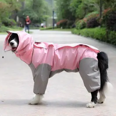 Одежда для домашних животных Водонепроницаемый дождевик для больших собак дождевик комбинезон для золотого ретривера - Цвет: Розовый