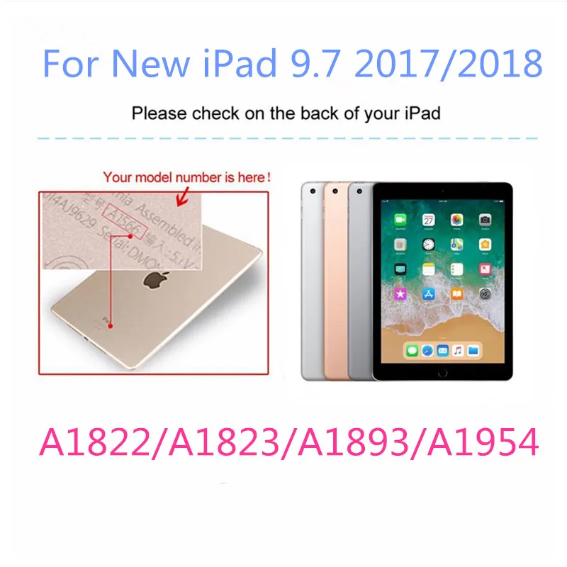 DOWSWIN чехол для нового iPad 9,7 из искусственной кожи чехол 9,7 дюймов со стилусом карандаш держатель Обложка для iPad чехол A1822