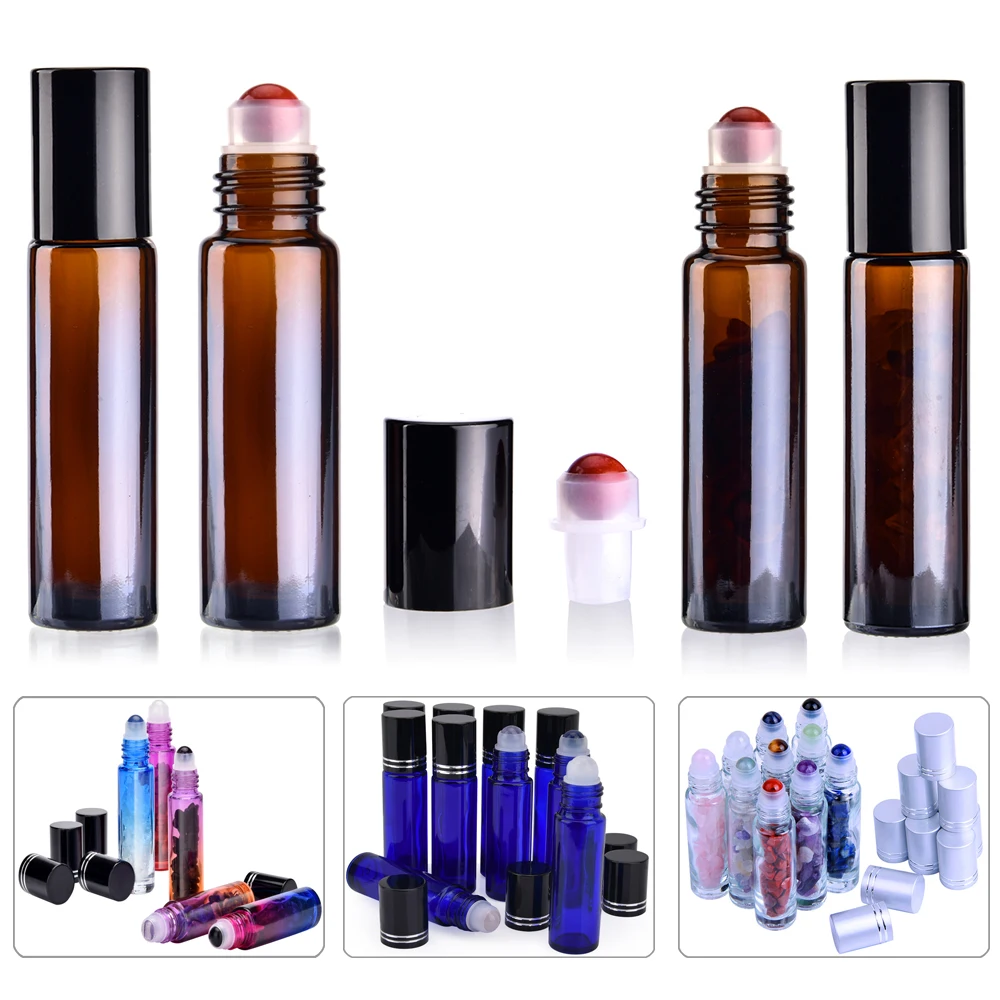 

Natural Semiprecious Stones Essential Oil Liquids Gemstone Roller On Ball Bottles Glass Mist Container Travel Refillable Bottles