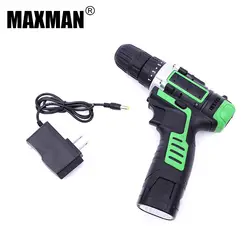 MAXMAN 12 В DC электродрель Dremel бытовой DIY литий-ионный Батарея Аккумуляторная дрель-шуруповерт Мини дрель Мощность инструмент изделия из дерева