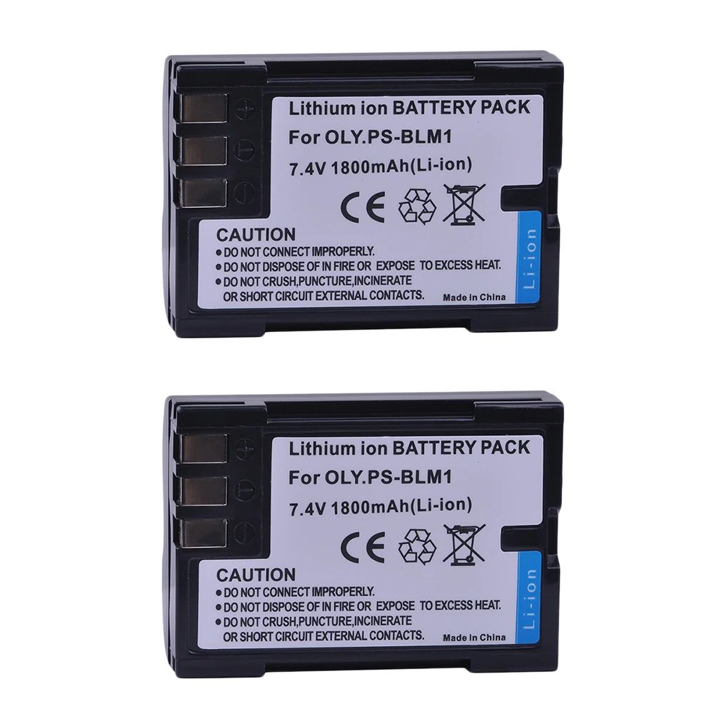 2Pcs1800mAh PS BLM1 BLM 1 BLM1 Replacement Battery for Olympus E 300 E 330 E 500 E 510 C 5060 C