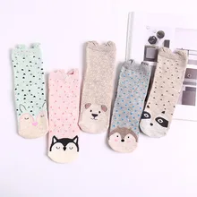 Милые женские носки с животным принтом, хлопковые, эластичные, дышащие, удобные, забавные женские носки