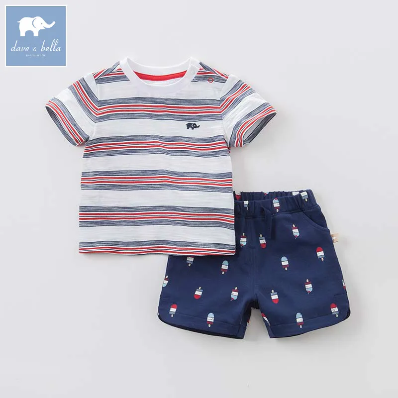 

DB8282 dave bella summer baby outfits children high quality clothes kids fashion suit infant toddler boys clothing sets 2 pc