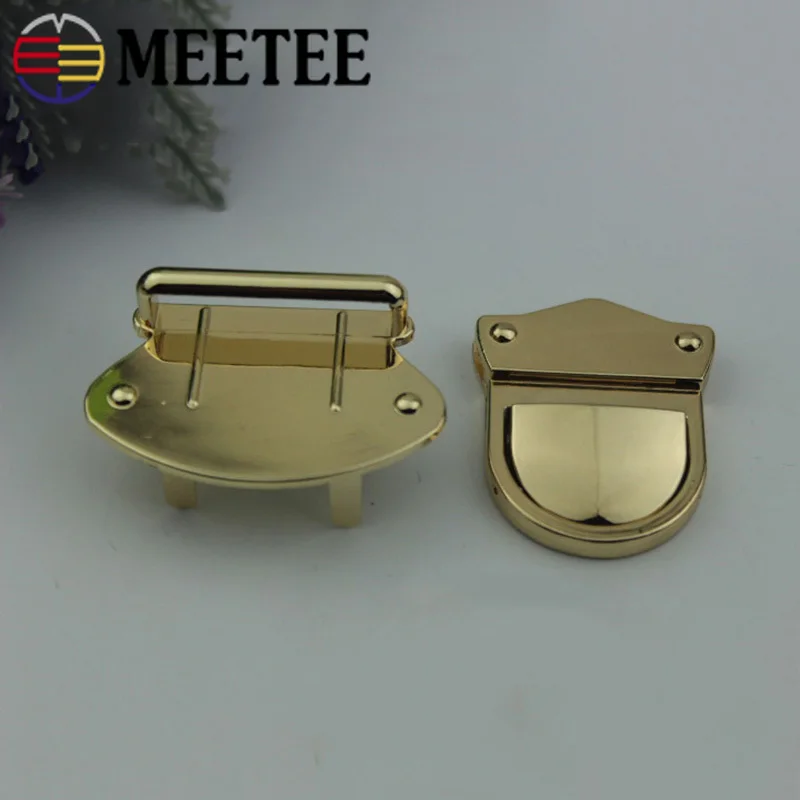 Meetee 2/5pcs 29X39mm/57X40mm Metal Lock Clasp Bag Plug Lock Snap Buckle DIY Handbag Purse Deco Replacement Hardware Accessories