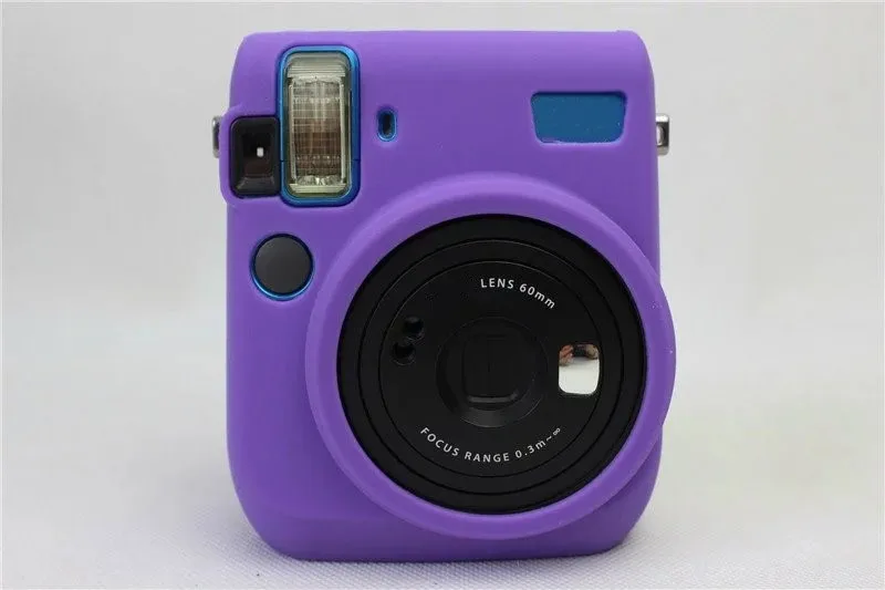 Взбить один изображений Camere силиконовой резины Автоспуск Камера сумка чехол для цифровой фотокамеры Fuji Fujifilm Instax Mini 70 силиконовый корпус Чехол - Цвет: Silicone Purple