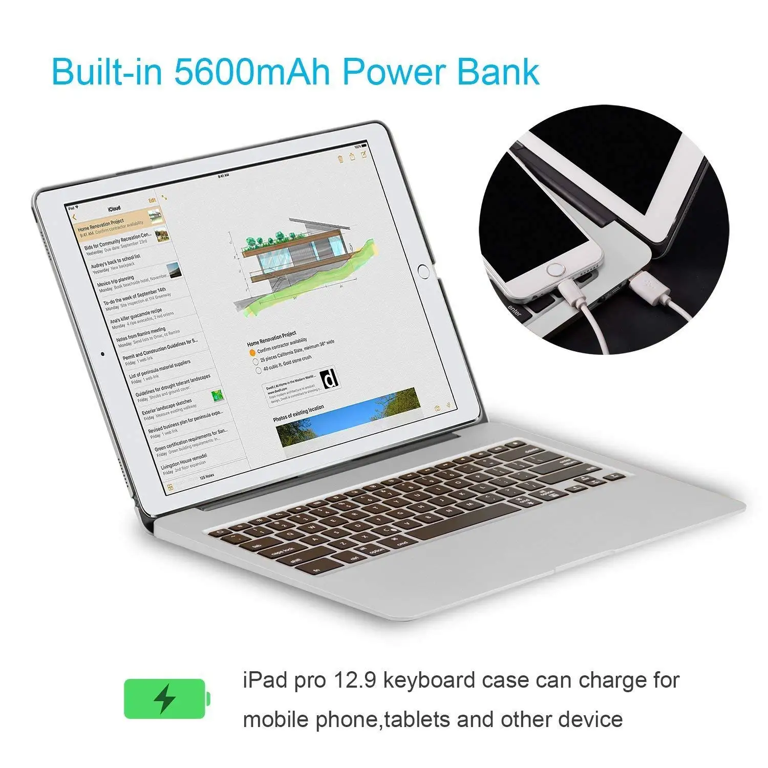 Для Apple iPad Pro 12 9 Bluetooth беспроводная клавиатура с крышкой из алюминиевого сплава 7