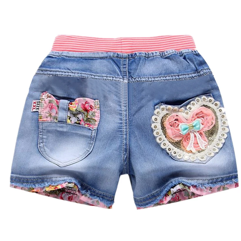 Nouveau été enfants Short en Denim court pour les filles mode fille courte princesse jean enfants pantalons filles Shorts fleur filles vêtements