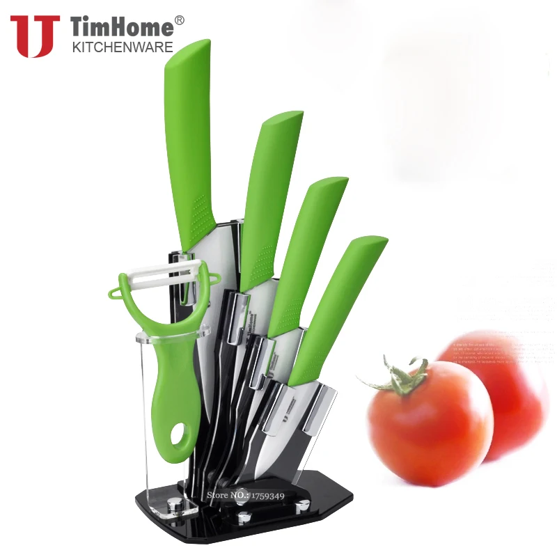 Ceny Ceramiczny nóż kuchenny zestawy ceramiczne nóż szefa kuchni noże z ABS + TPR kolorowe uchwyt oryginalny Timhome do parowania do owoców