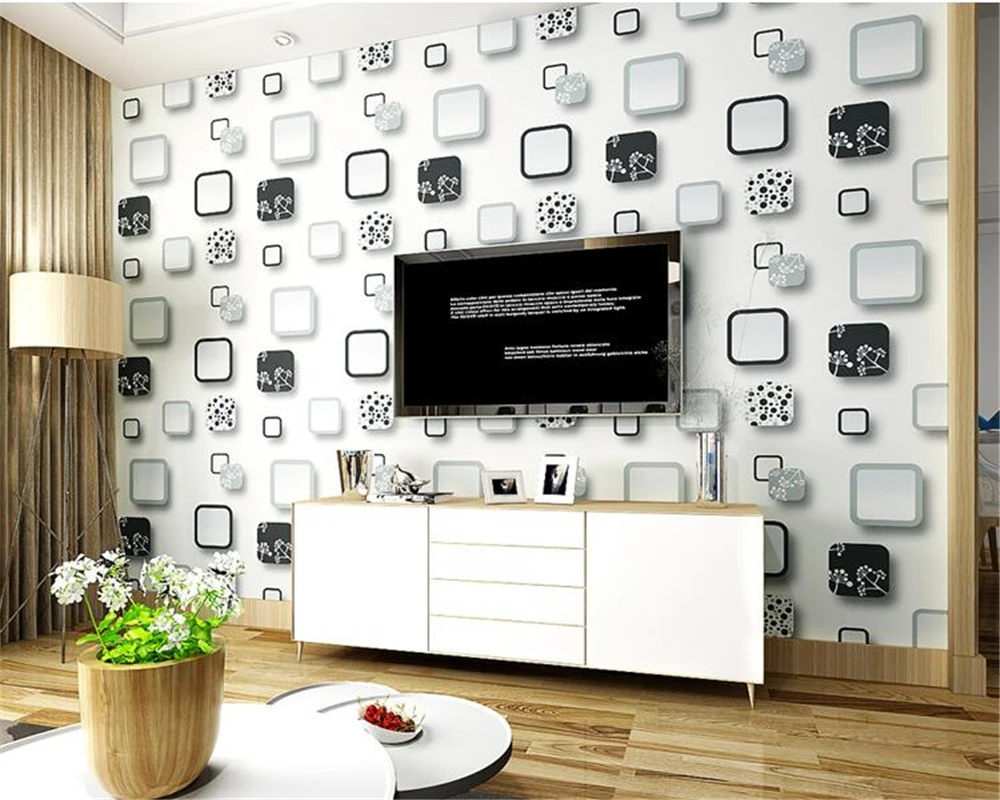 Beibehang Timbul Pakaian Sofa TV Latar Belakang 3d Wallpaper Hitam