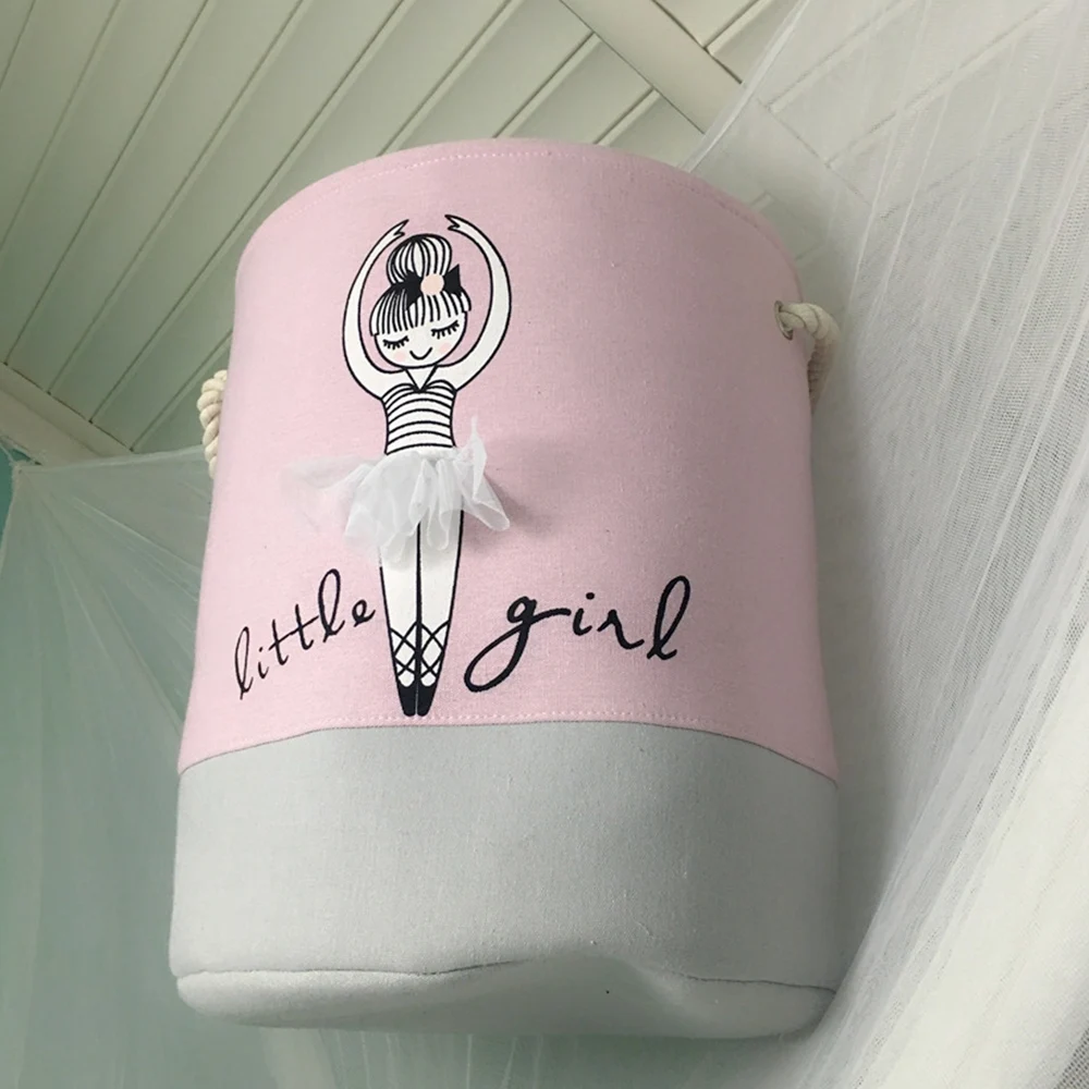 

Foldable Laundry Basket for Dirty Clothes Pink Ballet Girl Toys baskets bag Organizer kids Home Storage washing Organization