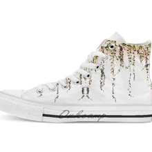 Очаровательная Цветочная новинка, дышащая Повседневная Высокая обувь на шнуровке, холщовая обувь кеды