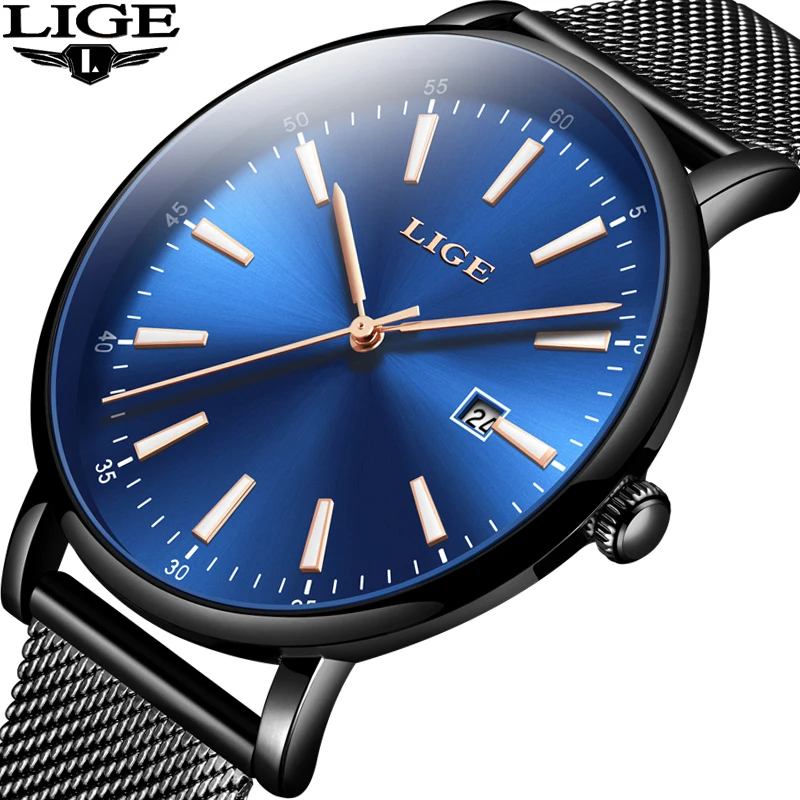 

LIGE Mens Watches Top Brand Luxury Quartz Wristwatch Men Business All Steel Waterproof Clock Male Sport Watch Relogio Masculino