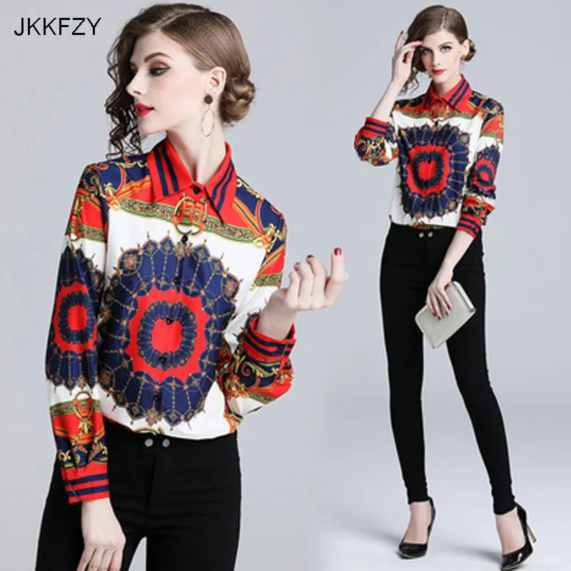 2019 New Spring Summer Women Blouse Flower V-Neck Long Sleeve Work Shirts Women office Tops blouse for business Vestidos 2019 New Spring Summer Women Blouse Flower V-Neck Long Sleeve Work Shirts Women office Tops blouse for business Vestidos