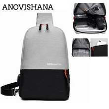 Anovishana унисекс нагрудная сумка с держатель для очков отверстие для наушников дизайн регулируемый нагрудный ремень Для мужчин сумка зарядка через usb большой Ёмкость