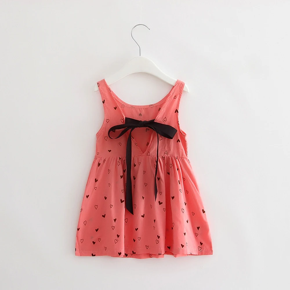 

2019 New Arrival Kids Girl Sleeveless Dresses Cute Girls Backless Dress Big Bow Cotton Princess Dress 1-5 Y Wholesale