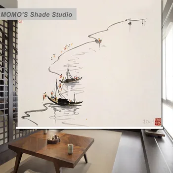 

MOMO Roller Blinds Painting Window Blinds Shades Blackout Zebra Blinds Fabric Roller Shutter Curtains Custom Size, Alice 225-227