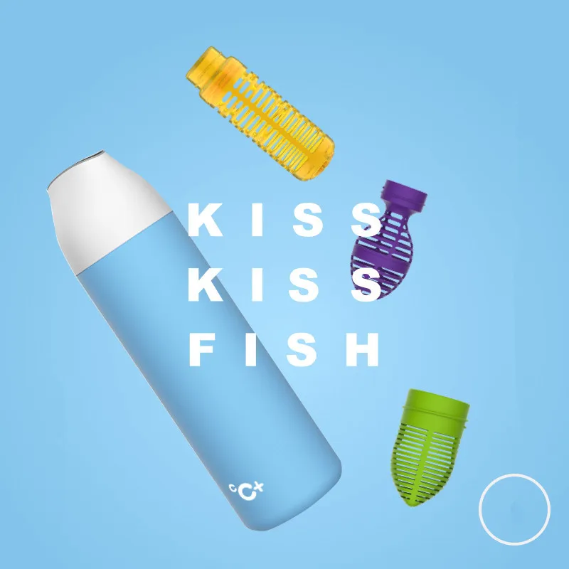 Xiaomi Kiss Kiss Fish 525ml Function Tea Nutrition Cup Cook Egg Oled Temperature Screen Vacuum Smart Cup For Xiaomi Smart Home - Цвет: Blue